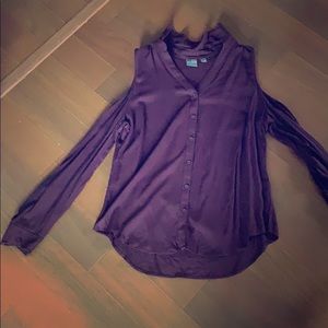 New York and company cold shoulder button down